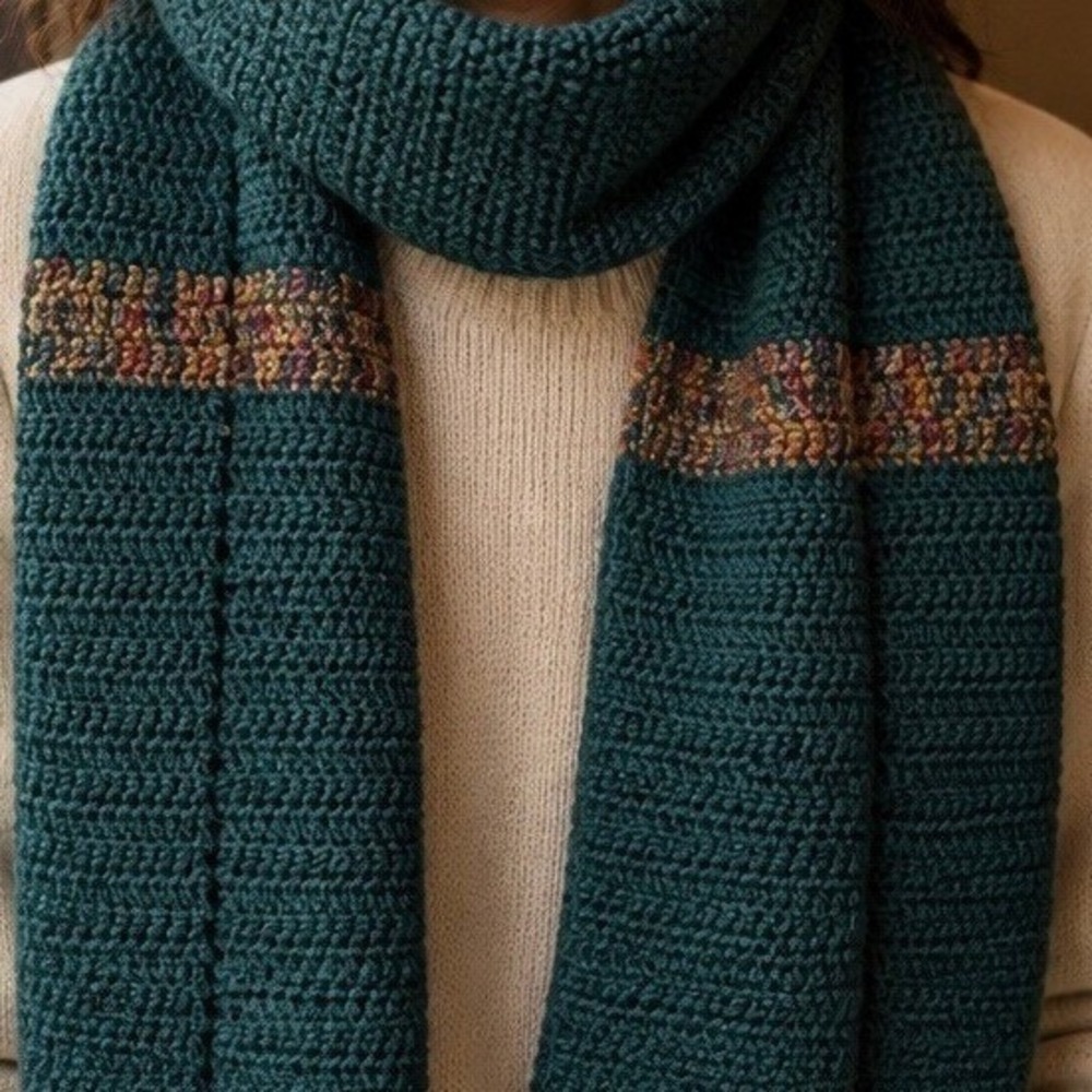 Crochet‎ Shawl Womens Forest Green Excellent Chunky Hand Knit Artisanal